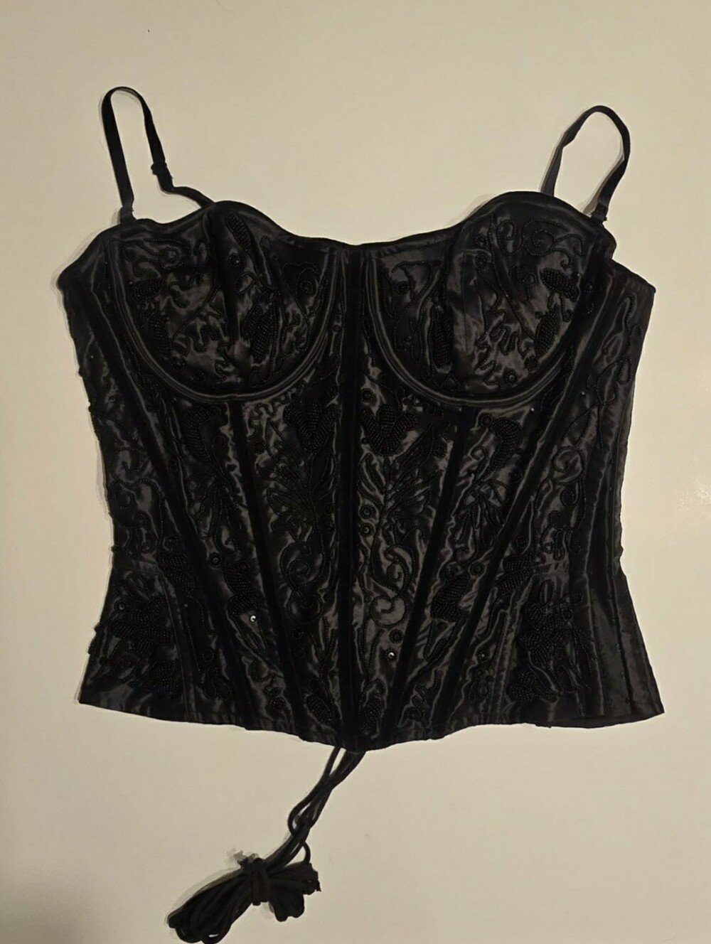 Victoria's Secret Black Embroidered Corset Bustier